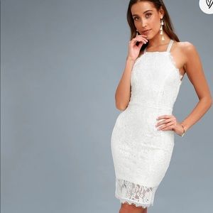 White Lace Bodycon Midi Dress